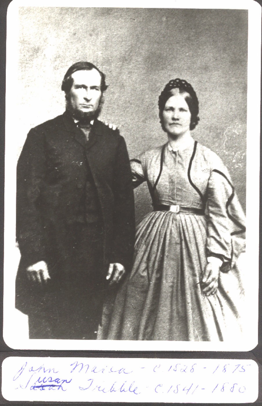 John Mason and Susan Tribble, studio portrait, 1860s